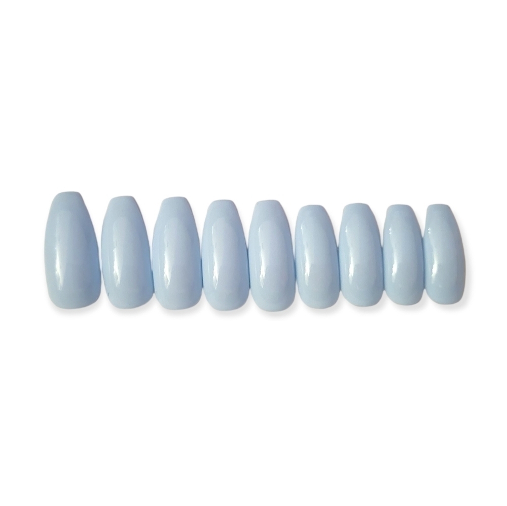 New Custom Press On Nails Light Blue Coffin Nails Pastel Blue Press Ons